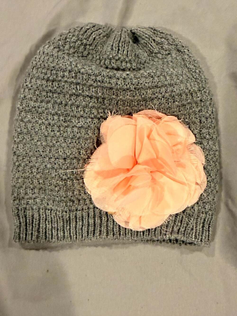 Carter's Knit Hat Size 12-24 Months Grey Flower